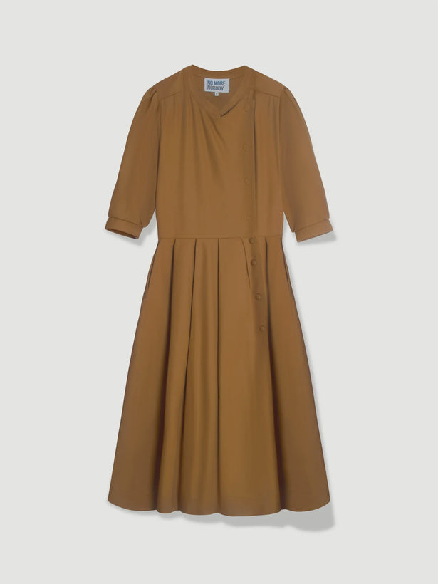 'NO MORE NOBODY' - Talitha Midi Dress Organic Cotton - Ochre