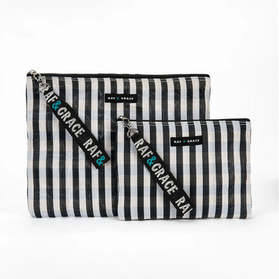 Small Pouch - Black/ White Stripe