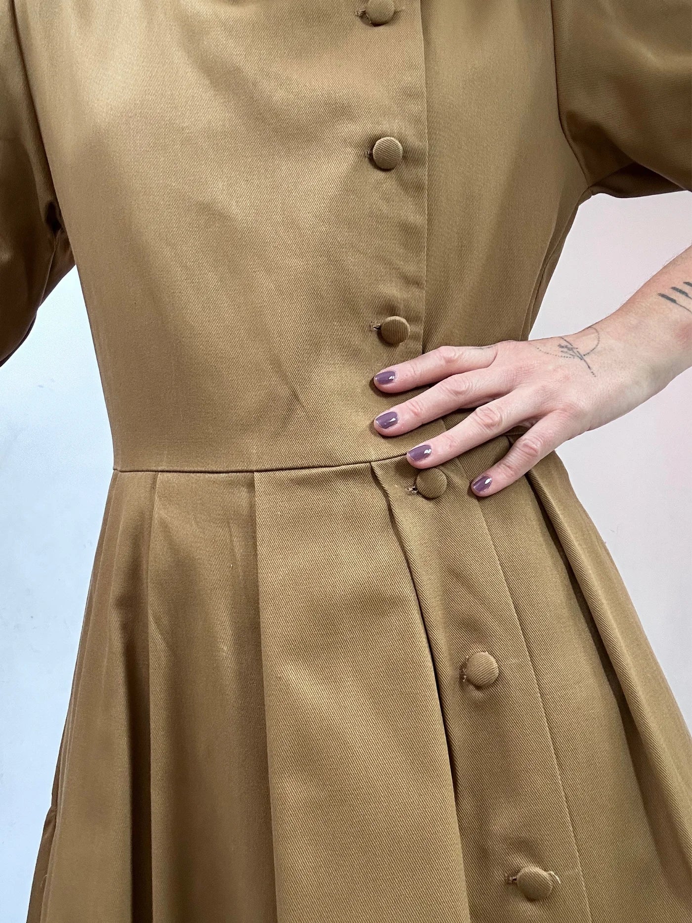 'NO MORE NOBODY' - Talitha Midi Dress Organic Cotton - Ochre