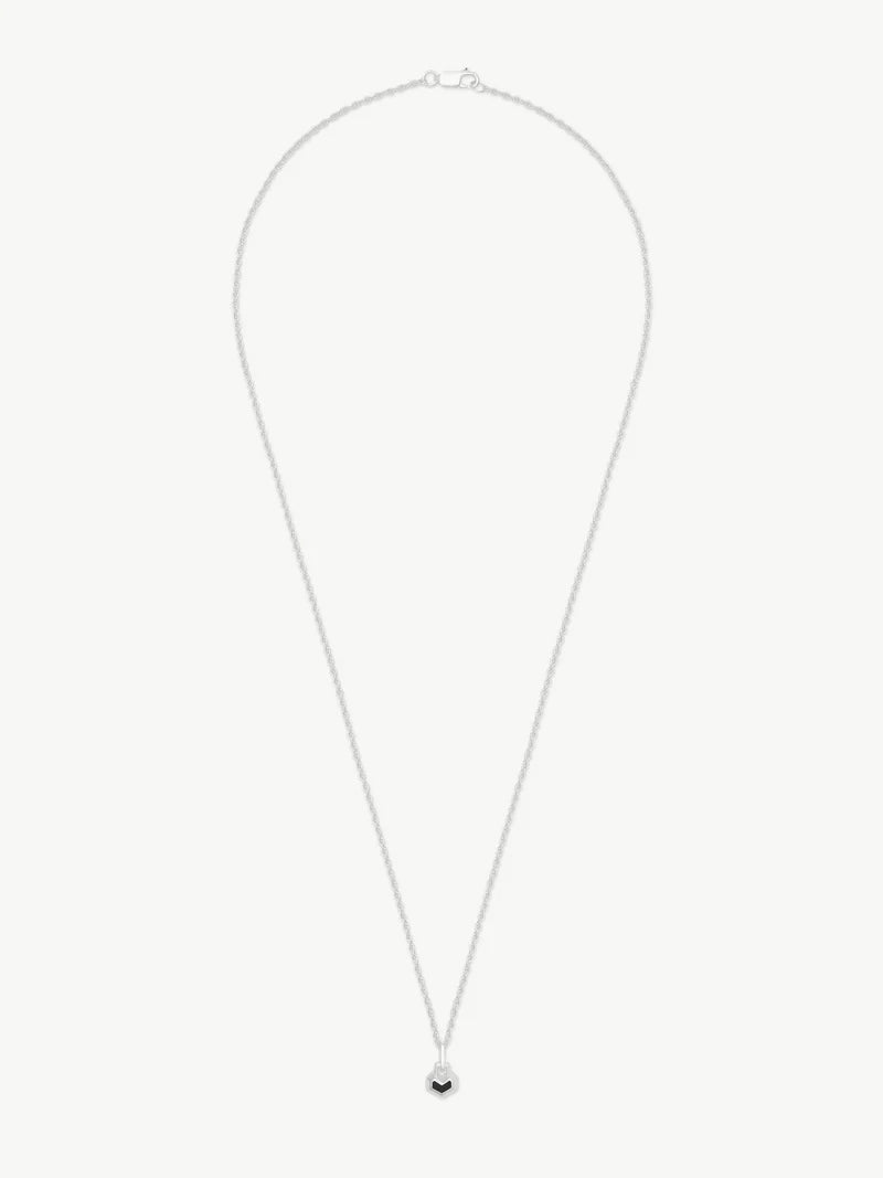 Mini Daryl Necklace 22'' Chain -  Sterling Silver/  Onyx