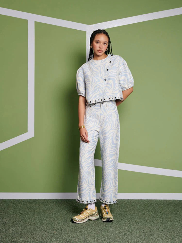 Serena Zebra Top - Baby Blue