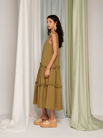 Yala Midi Dress - Peat Moss