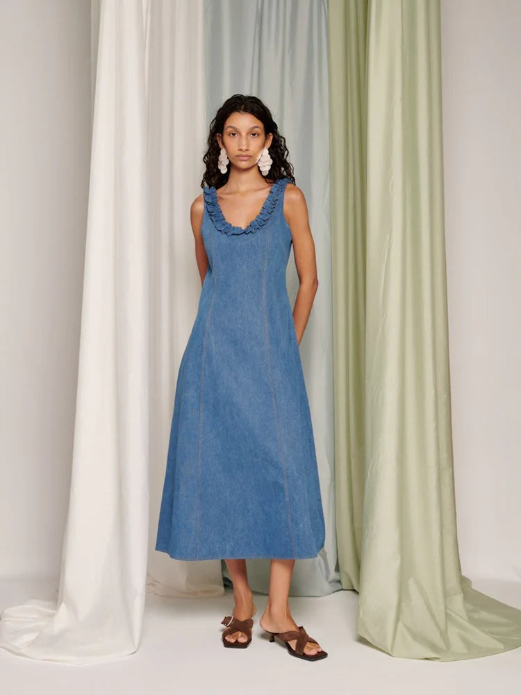 Irene Midi Dress - Indigo Blue