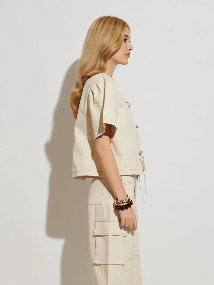 Asma Wrap Top - Ivory Cream