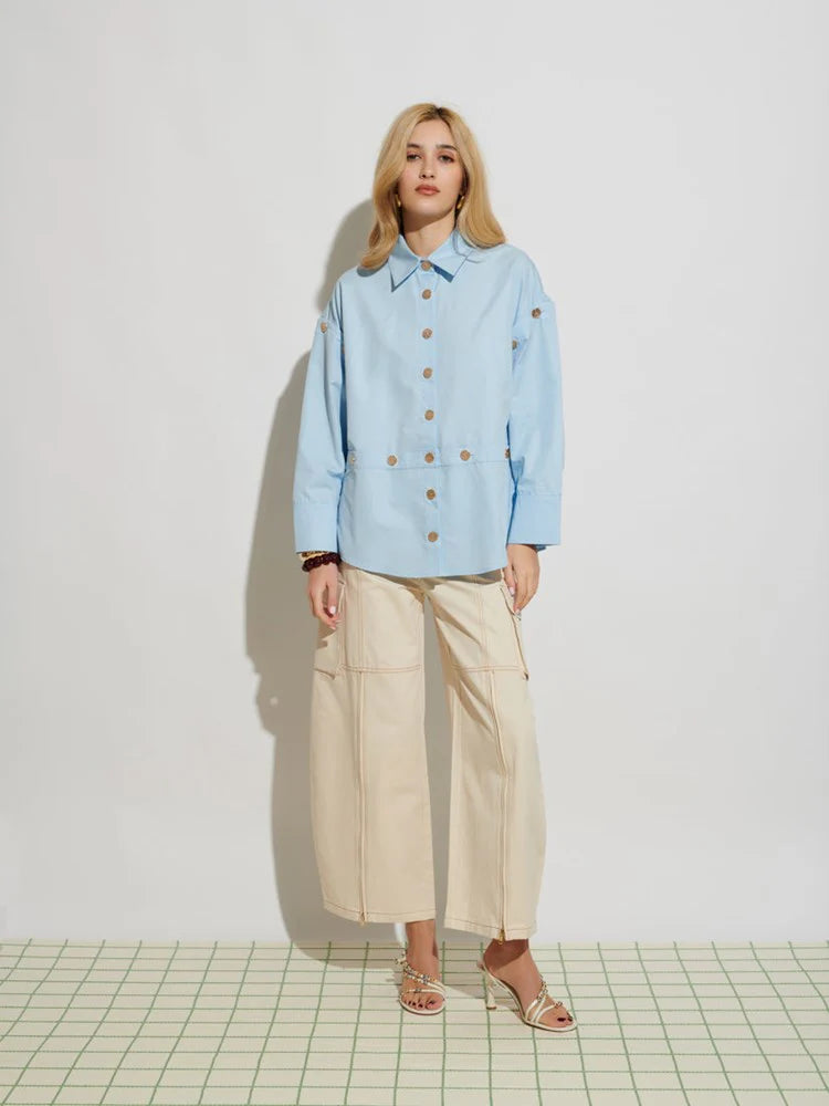 Asma Cargo Trousers - Ivory Cream