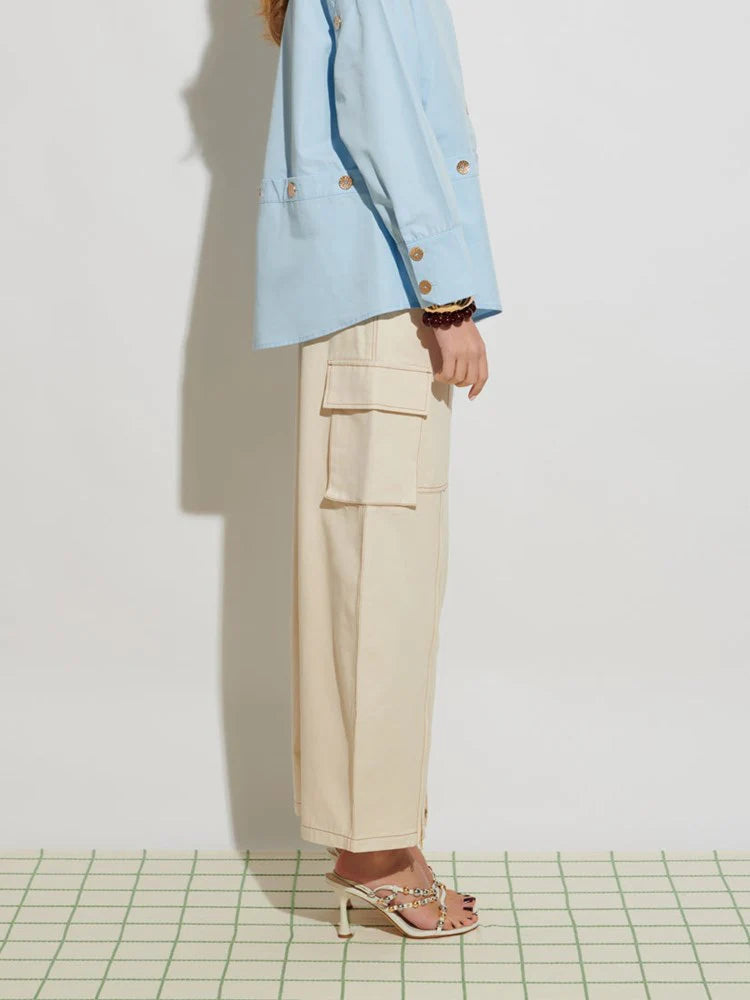Asma Cargo Trousers - Ivory Cream