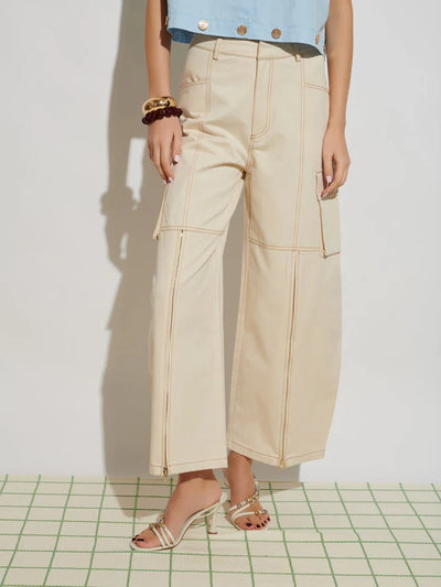 Asma Cargo Trousers - Ivory Cream