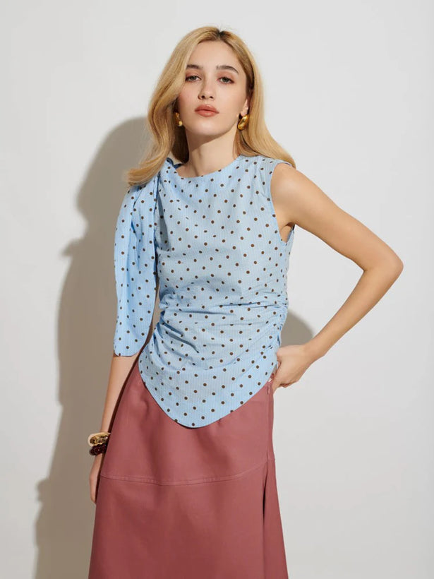 Farah Polka Dot Top - Baby Blue