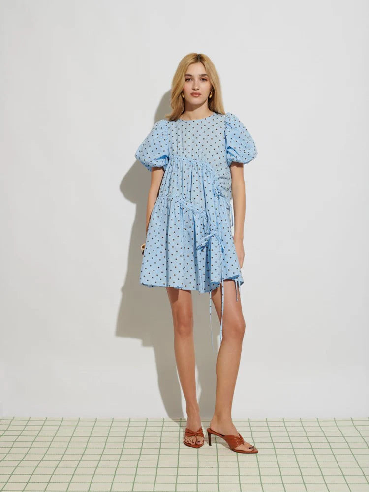 Farah Polka Dot Dress - Baby Blue