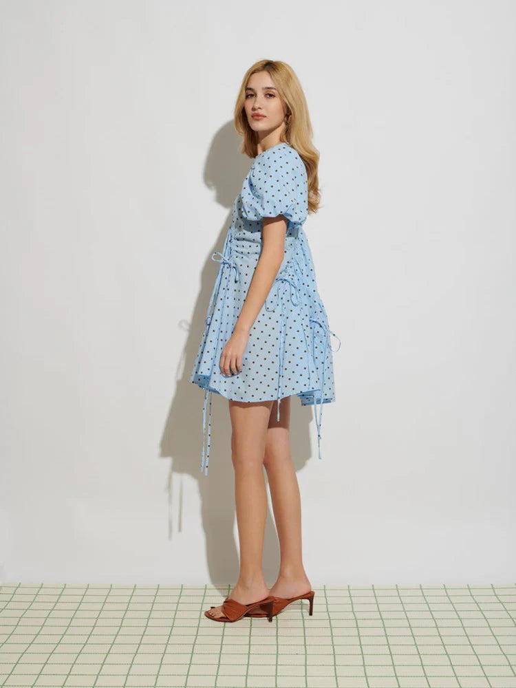 Farah Polka Dot Dress - Baby Blue