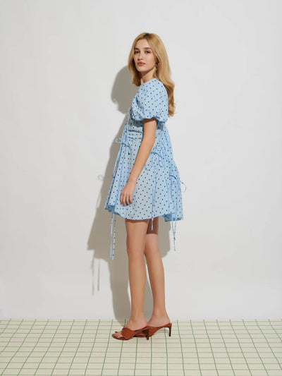 Farah Polka Dot Dress - Baby Blue