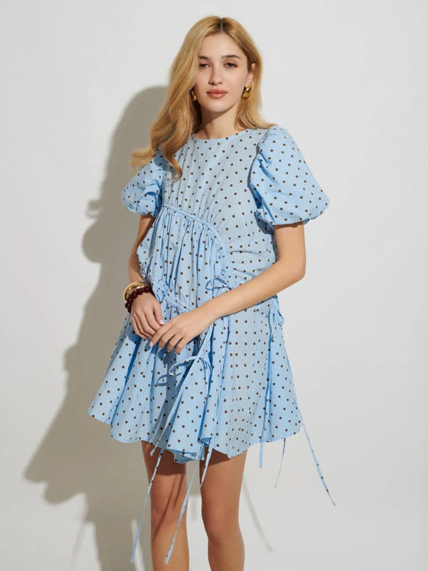 Farah Polka Dot Dress - Baby Blue