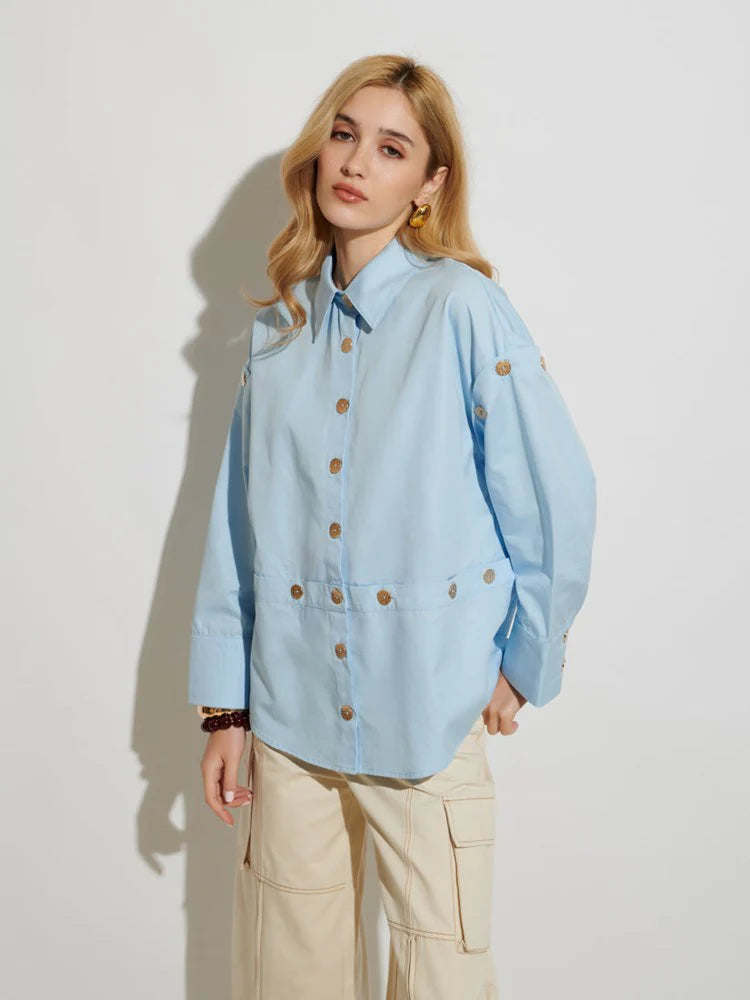 Lizzie Buttoned Shirt - Baby Blue