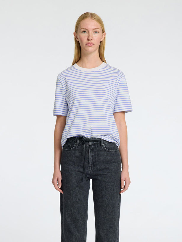 Essential Boxy Tee - Cornflower Blue Stripes