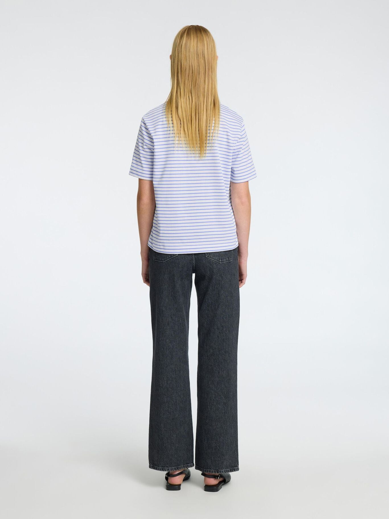 Essential Boxy Tee - Cornflower Blue Stripes