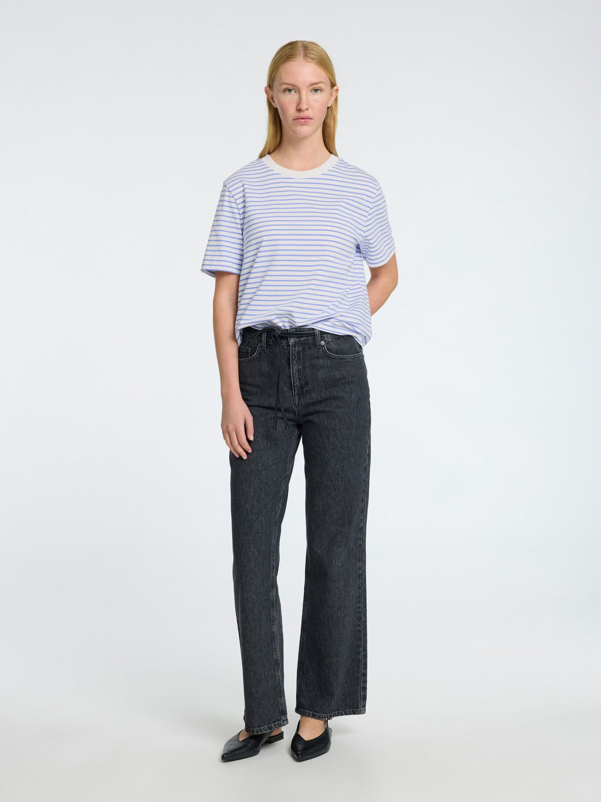 Essential Boxy Tee - Cornflower Blue Stripes