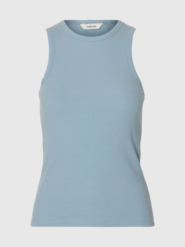 Anna O-Neck Tank - Dusty Blue