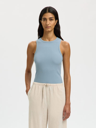 Anna O-Neck Tank - Dusty Blue