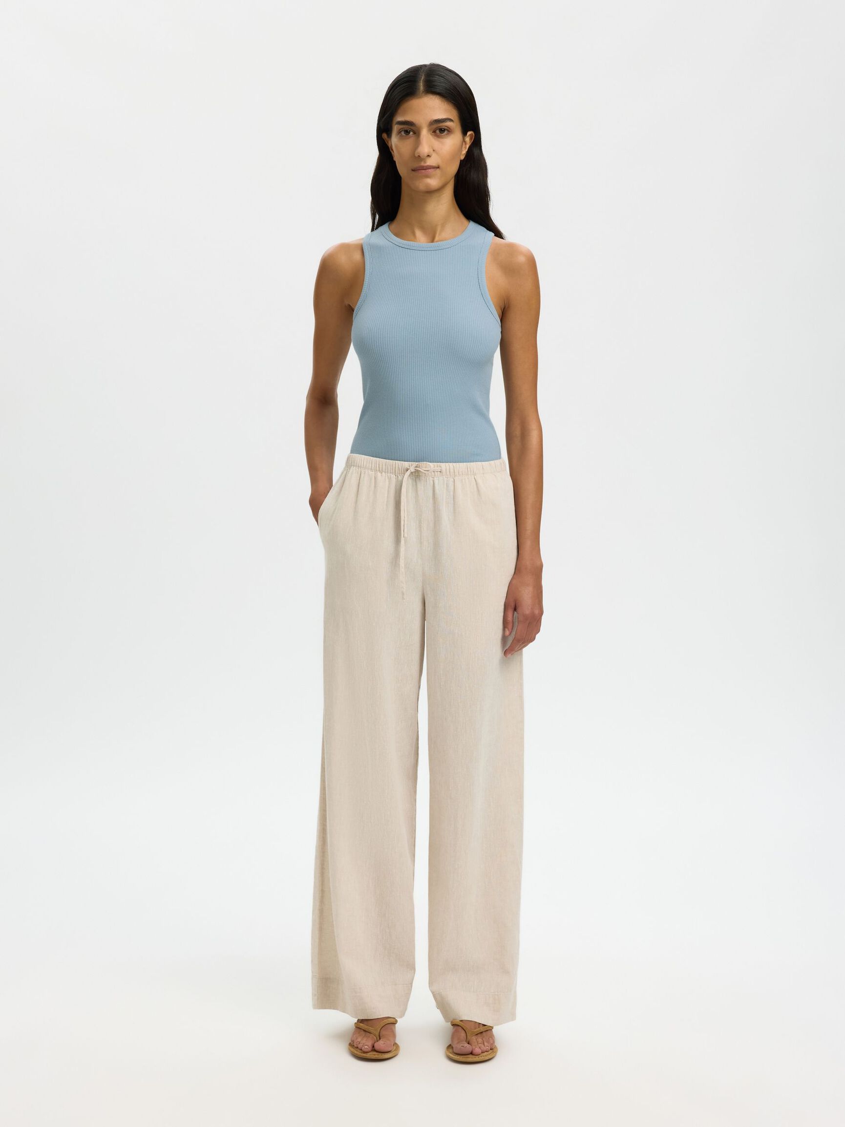 Anna O-Neck Tank - Dusty Blue
