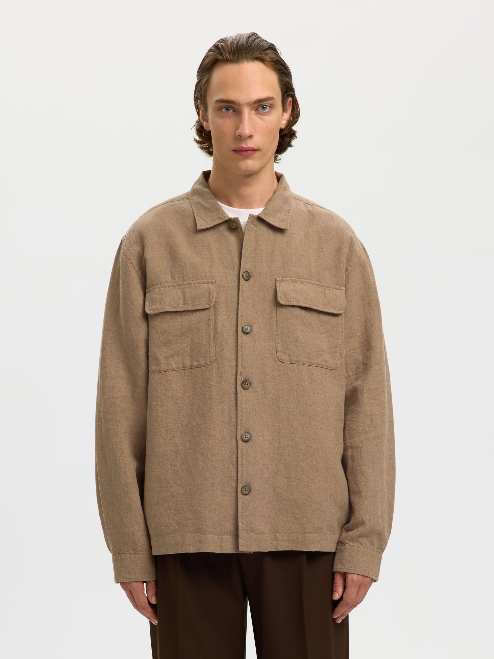 Leroy Linen Blend Overshirt - Caribou