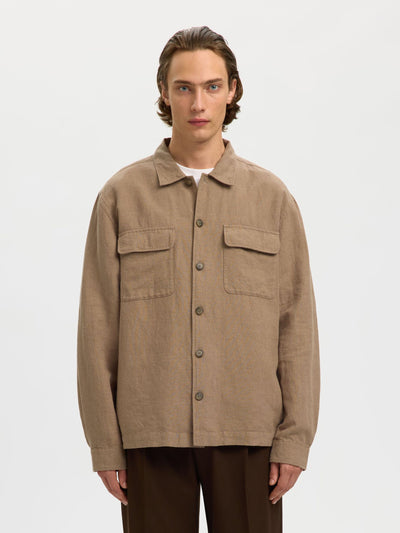 Leroy Linen Blend Overshirt - Caribou