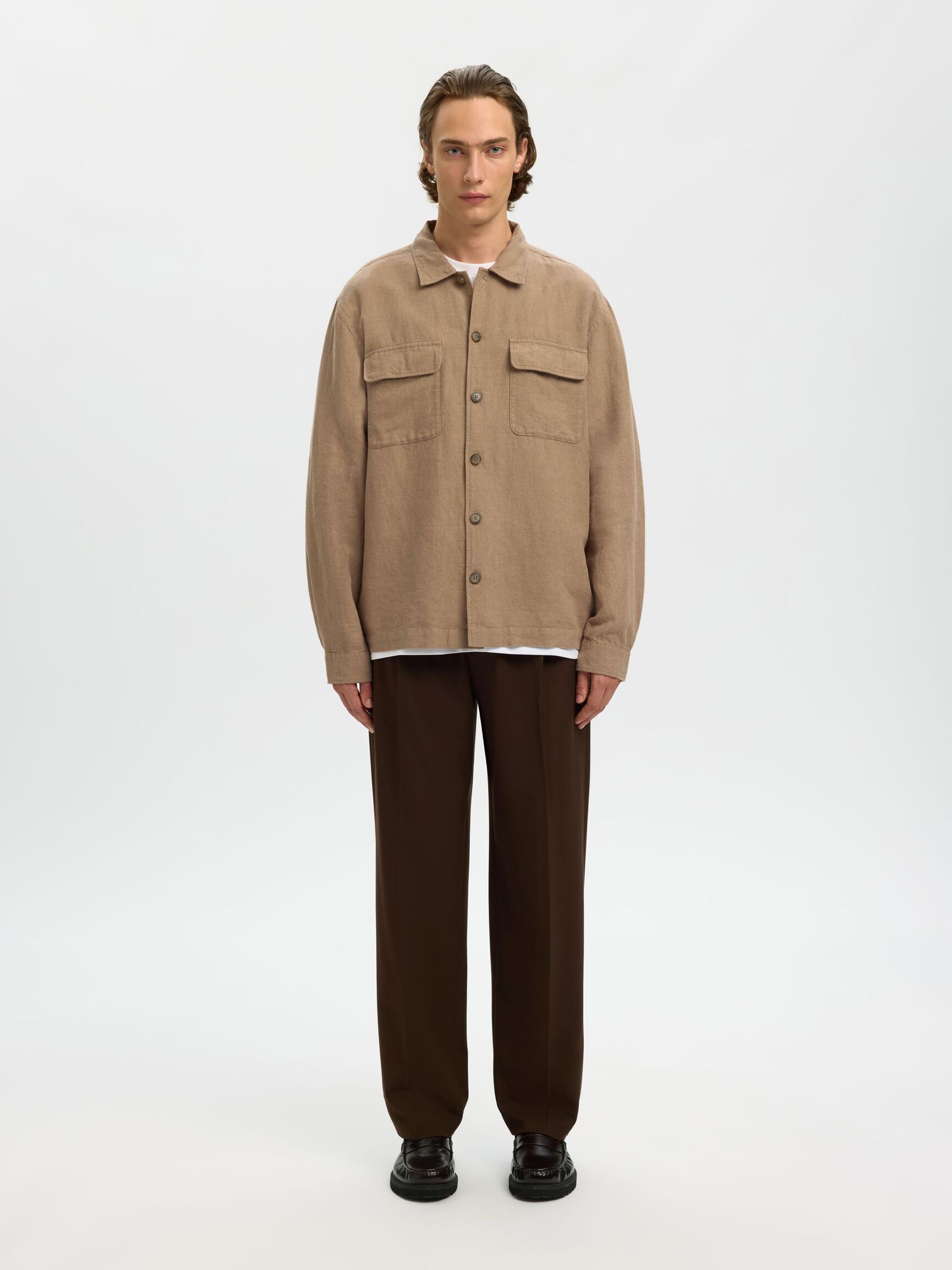 Leroy Linen Blend Overshirt - Caribou