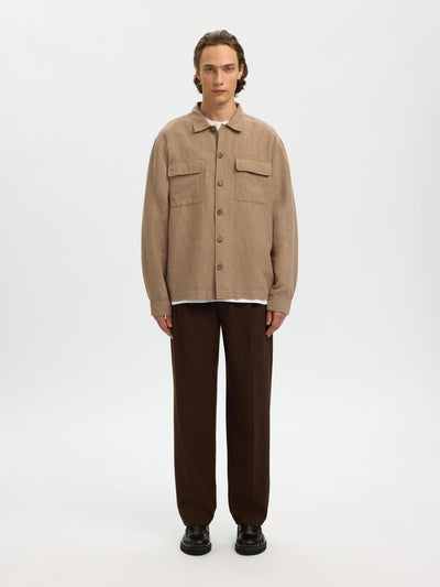 Leroy Linen Blend Overshirt - Caribou
