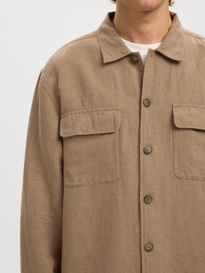Leroy Linen Blend Overshirt - Caribou