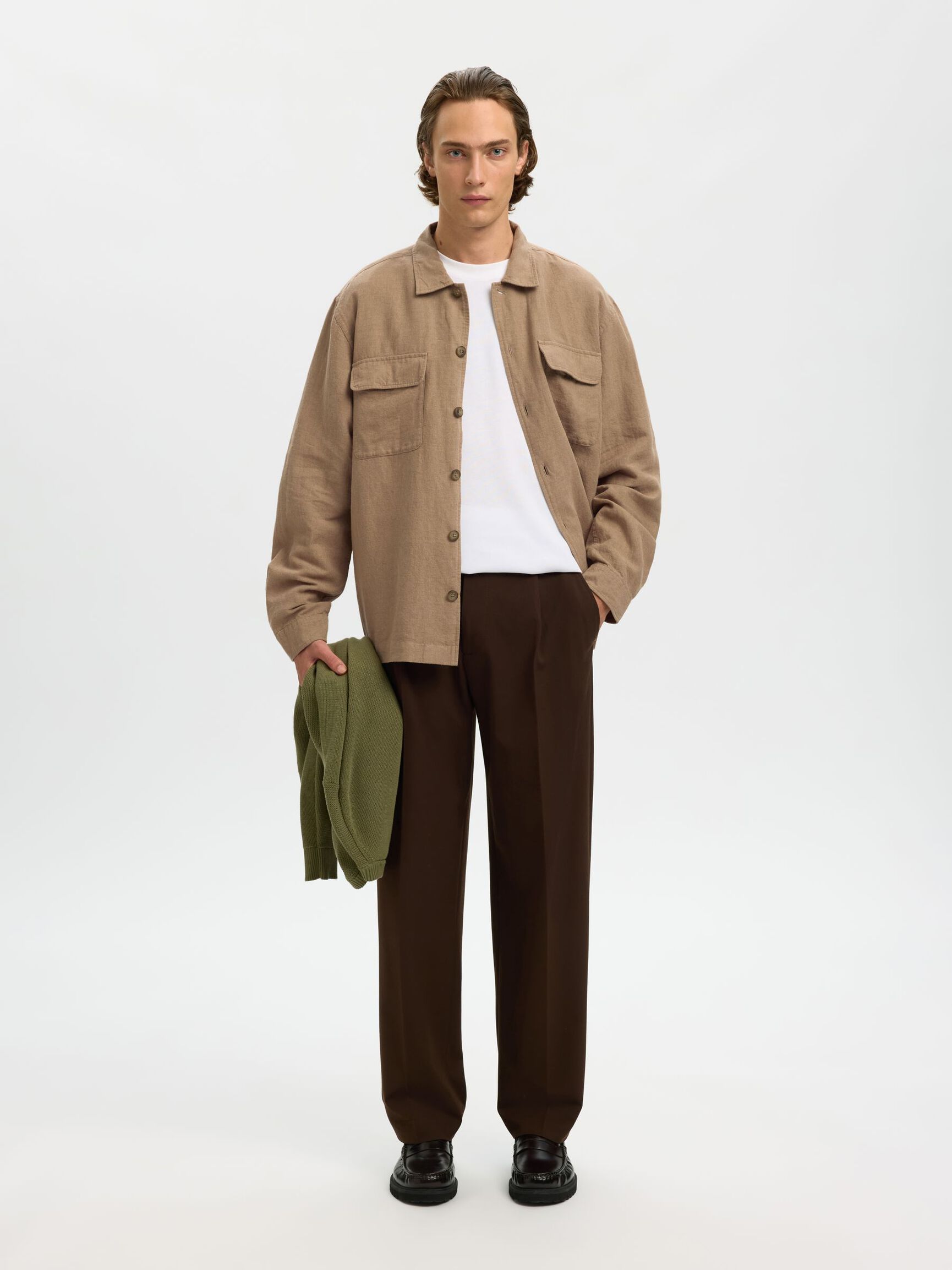 Leroy Linen Blend Overshirt - Caribou