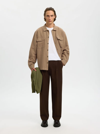 Leroy Linen Blend Overshirt - Caribou