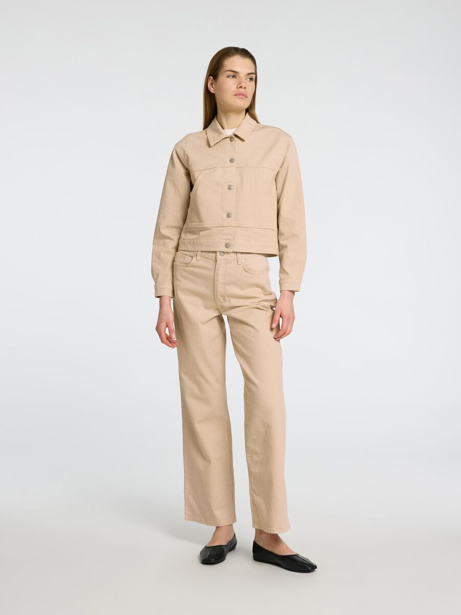 Alba High Waisted Jeans - Ecru Stripes