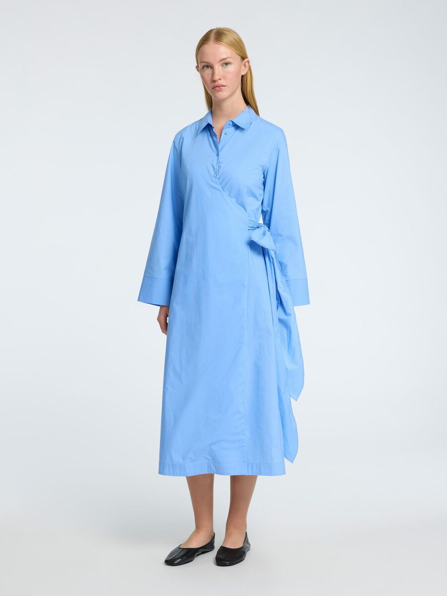 Aviana Midi Wrap Dress - Cornflower Blue