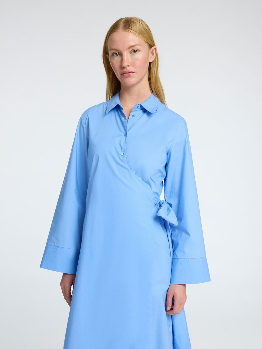 Aviana Midi Wrap Dress - Cornflower Blue