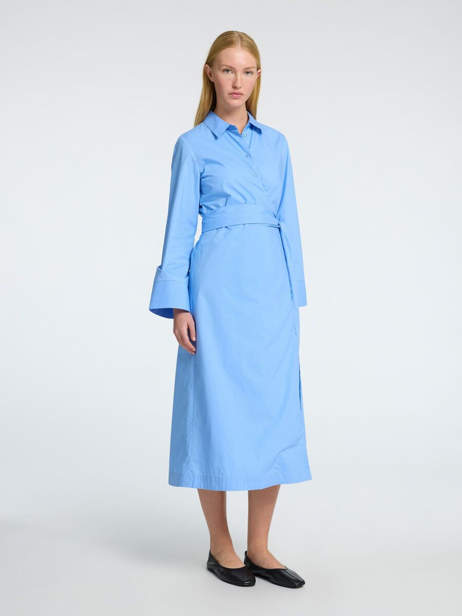 Aviana Midi Wrap Dress - Cornflower Blue