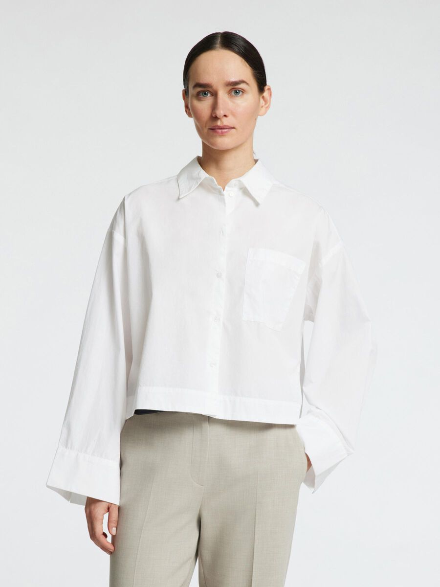 Astha Cropped Boxy Shirt - Bright White