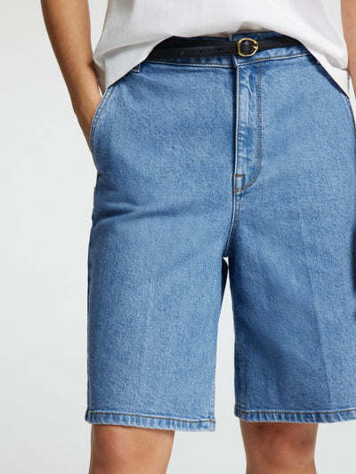 Evelyn Bermuda Shorts - Medium Blue Denim