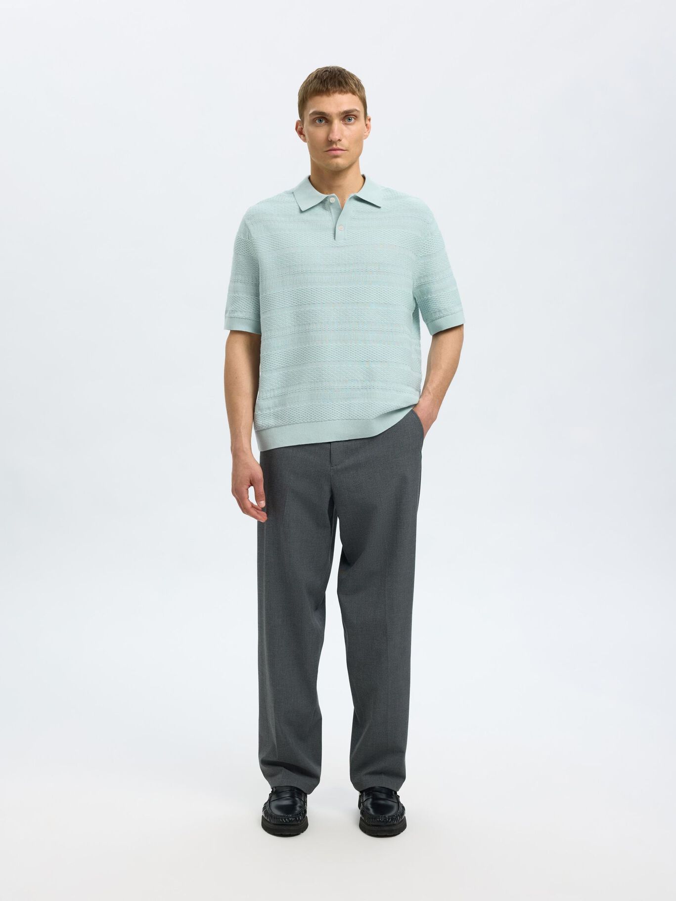 Foam SS Knit Relaxed Polo - Winter Sky