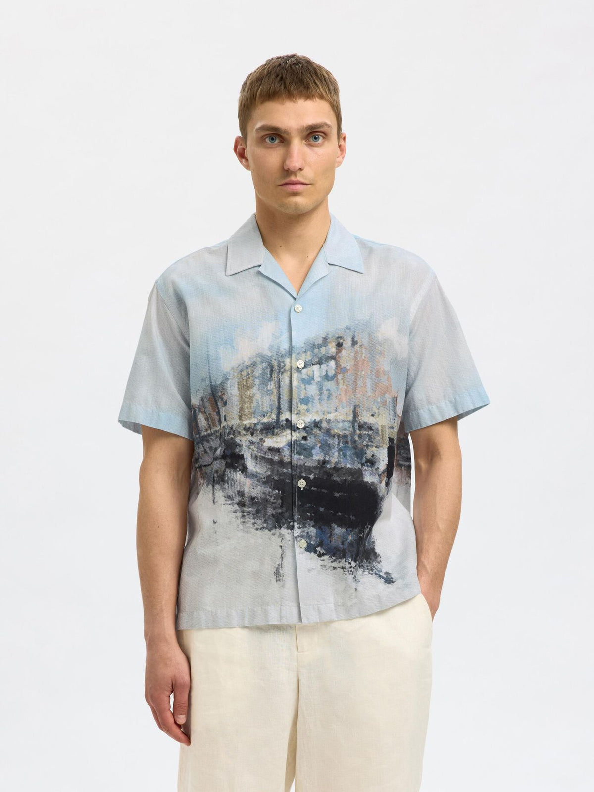 Relax Carl AOP Print Shirt - Cashmere Blue