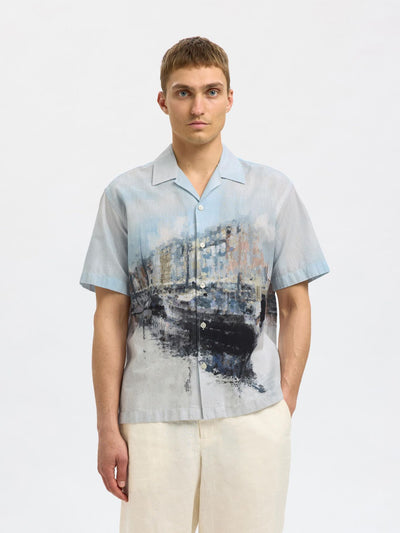 Relax Carl AOP Print Shirt - Cashmere Blue