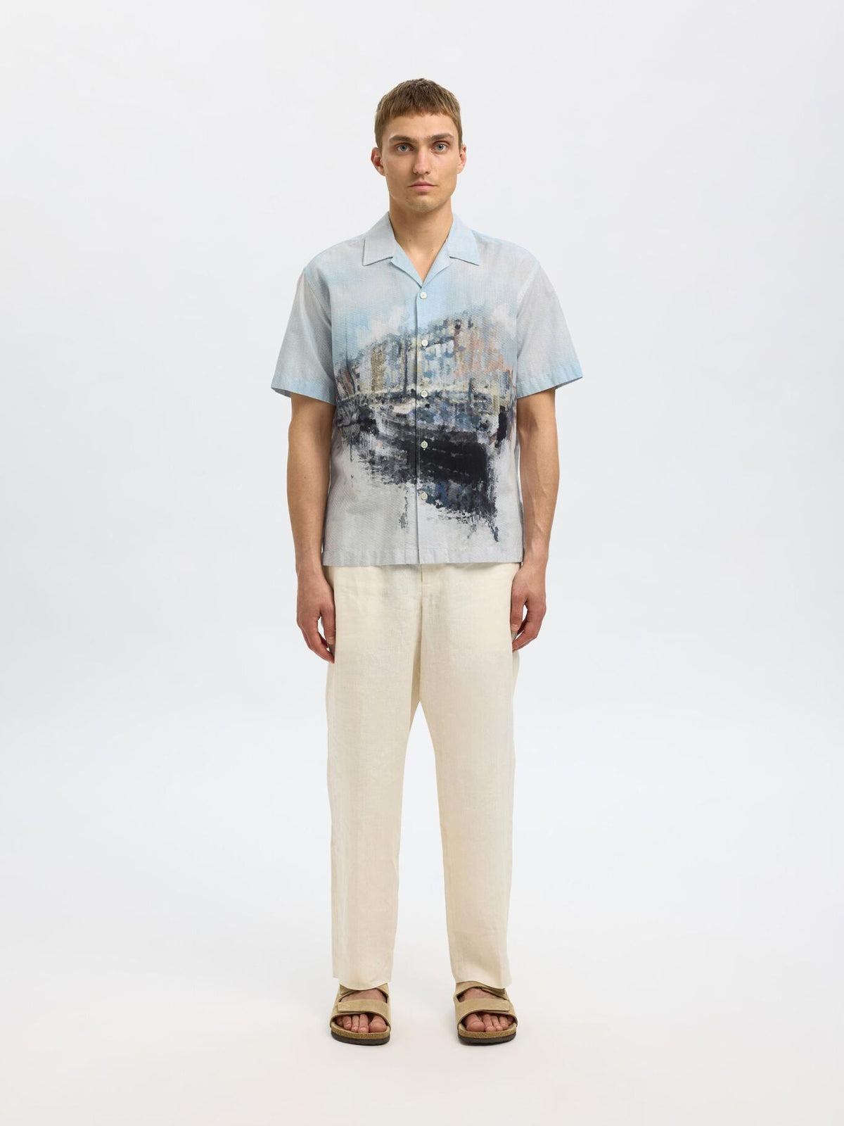 Relax Carl AOP Print Shirt - Cashmere Blue