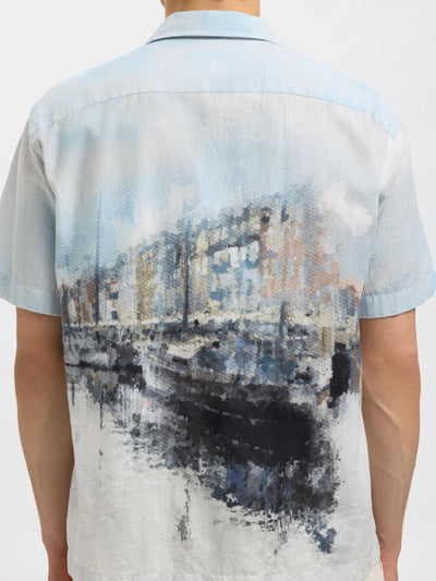 Relax Carl AOP Print Shirt - Cashmere Blue