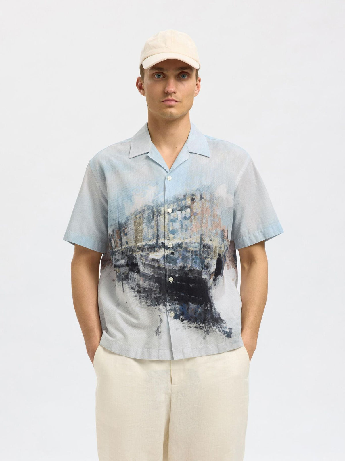 Relax Carl AOP Print Shirt - Cashmere Blue