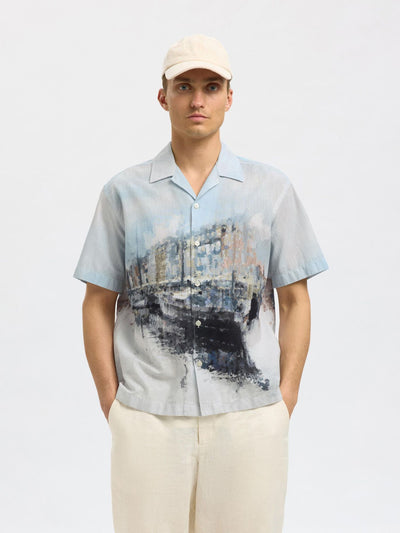 Relax Carl AOP Print Shirt - Cashmere Blue