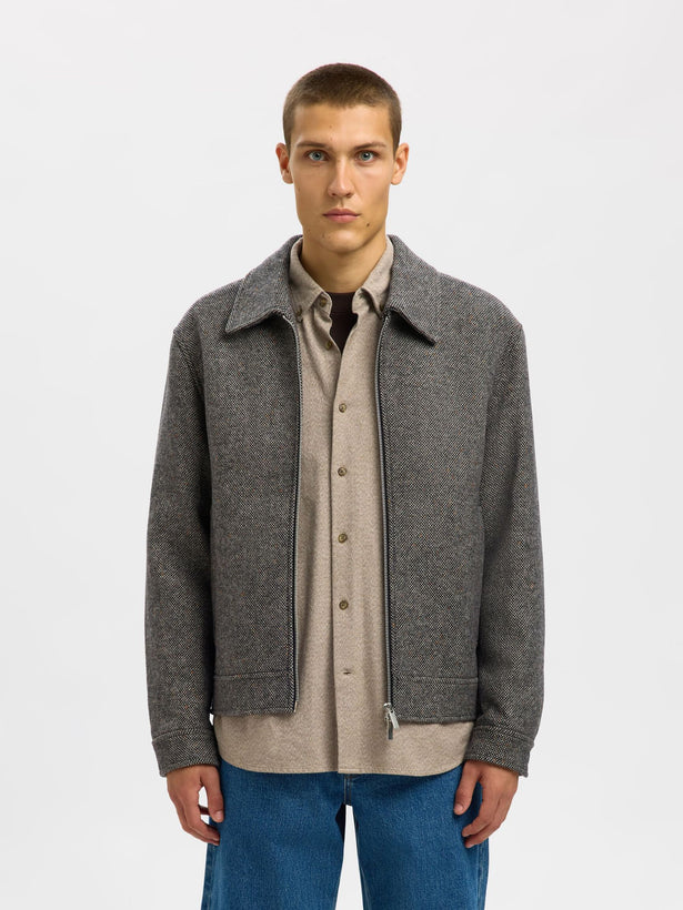 Philip Wool Blend Jacket -  Black/Donegal