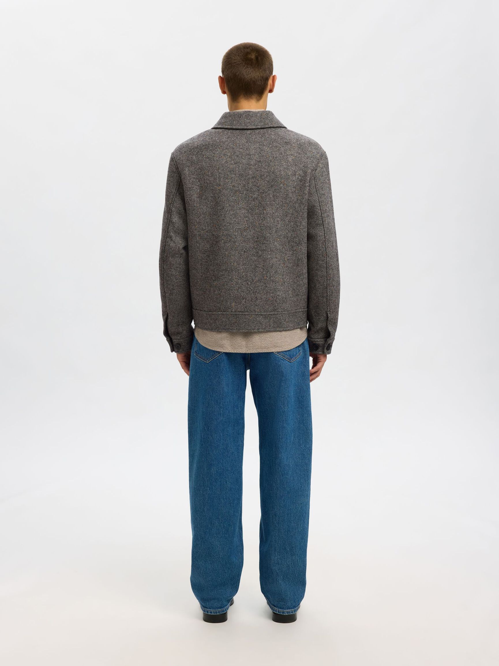 Philip Wool Blend Jacket -  Black/Donegal