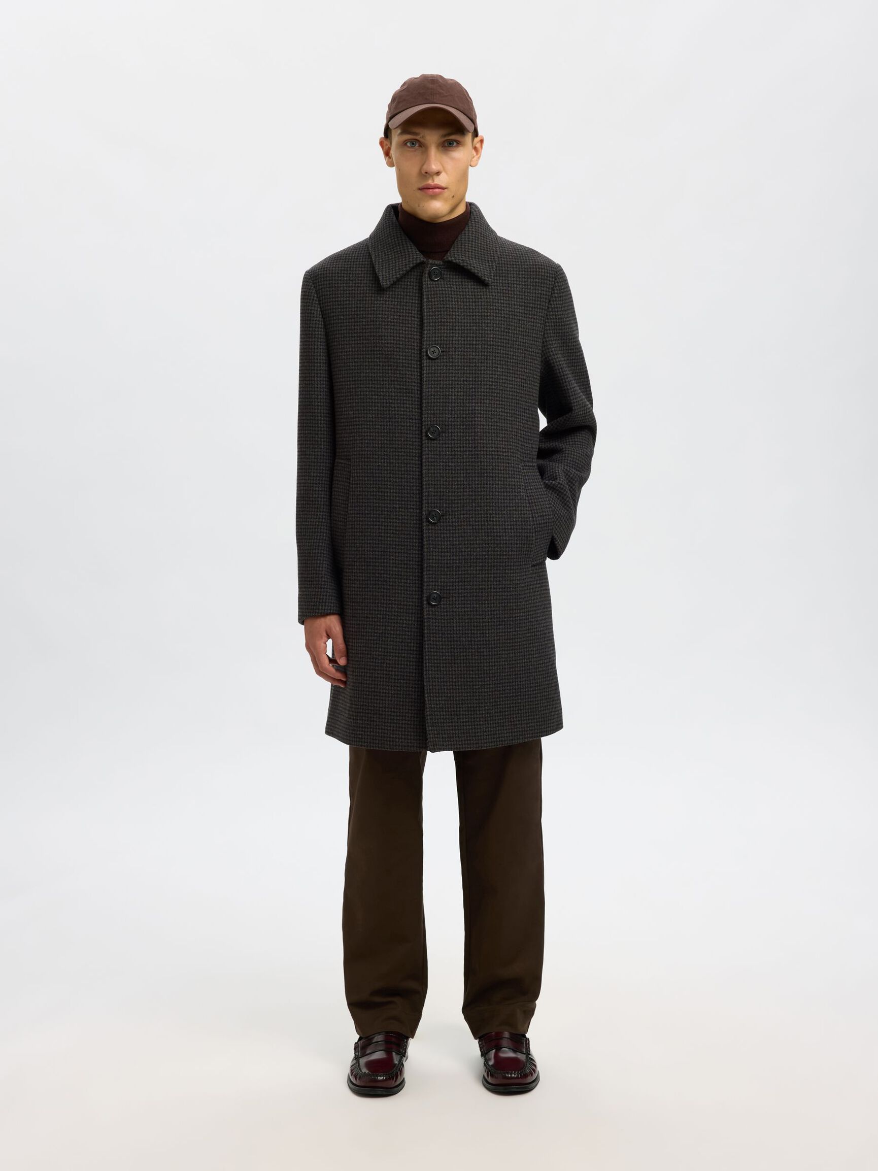 Archive Wool Blend Coat - Dark Grey & Navy/Brown Hounds