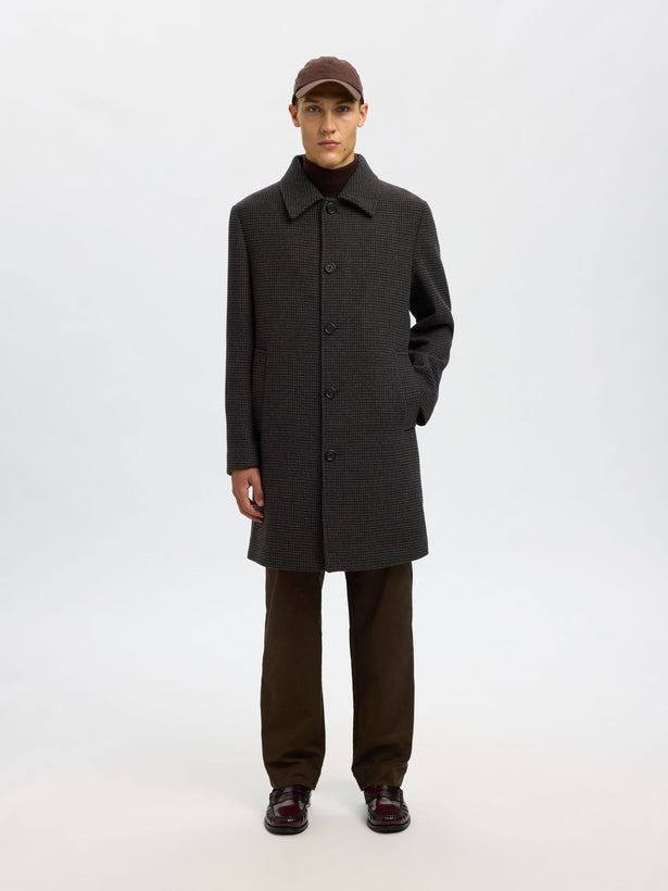 Archive Wool Blend Coat - Dark Grey & Navy/Brown Hounds