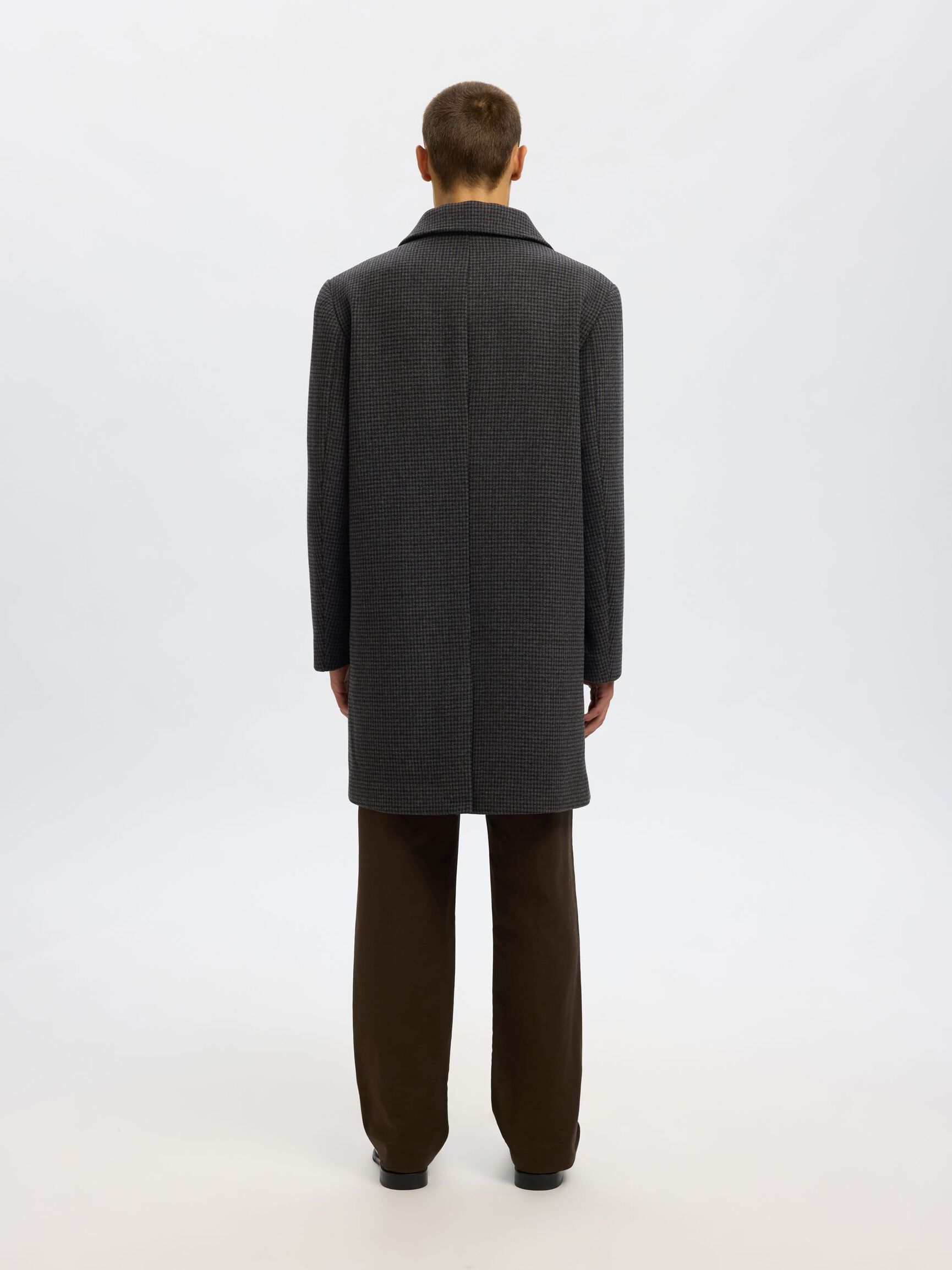 Archive Wool Blend Coat - Dark Grey & Navy/Brown Hounds