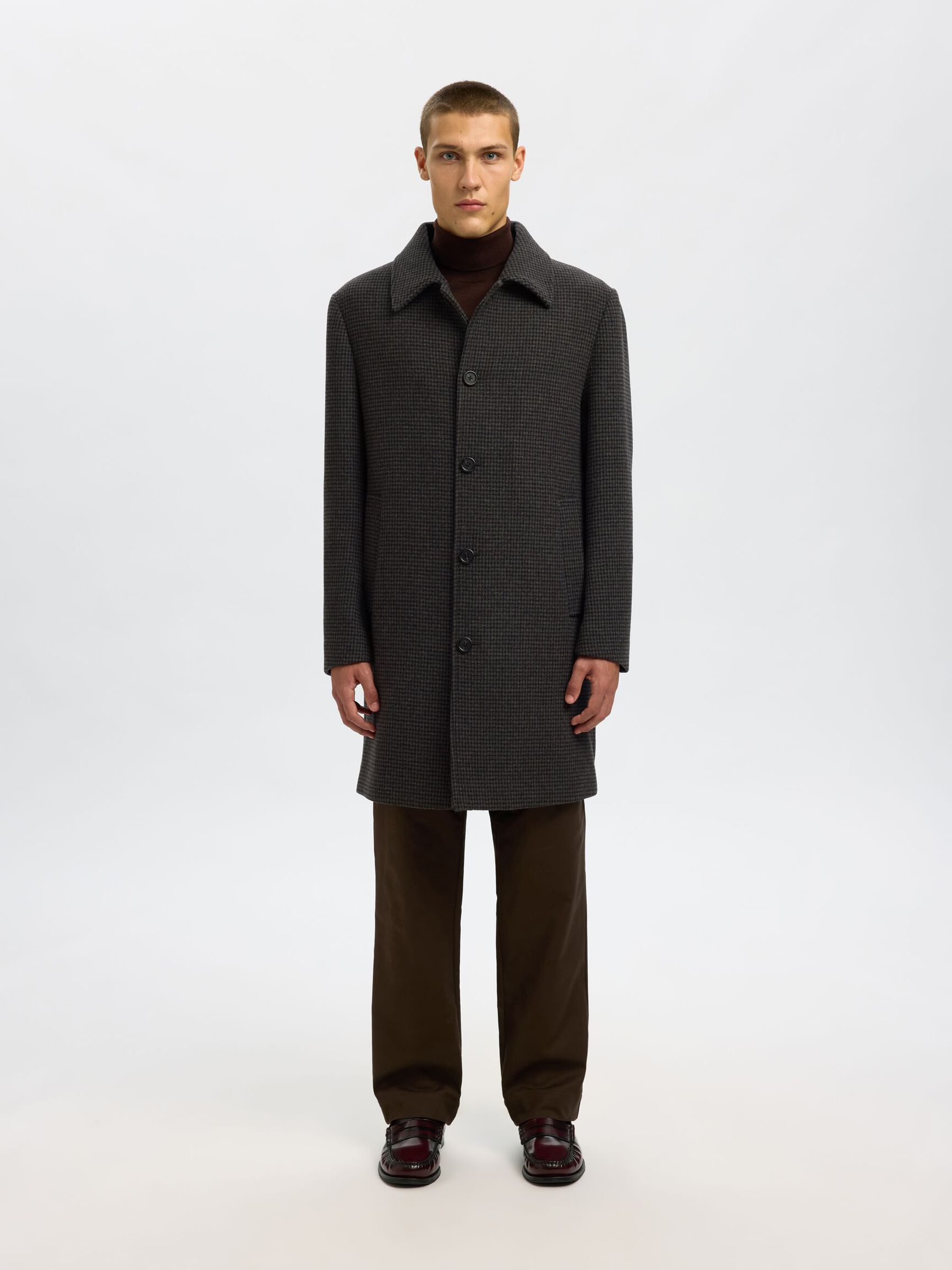 Archive Wool Blend Coat - Dark Grey & Navy/Brown Hounds