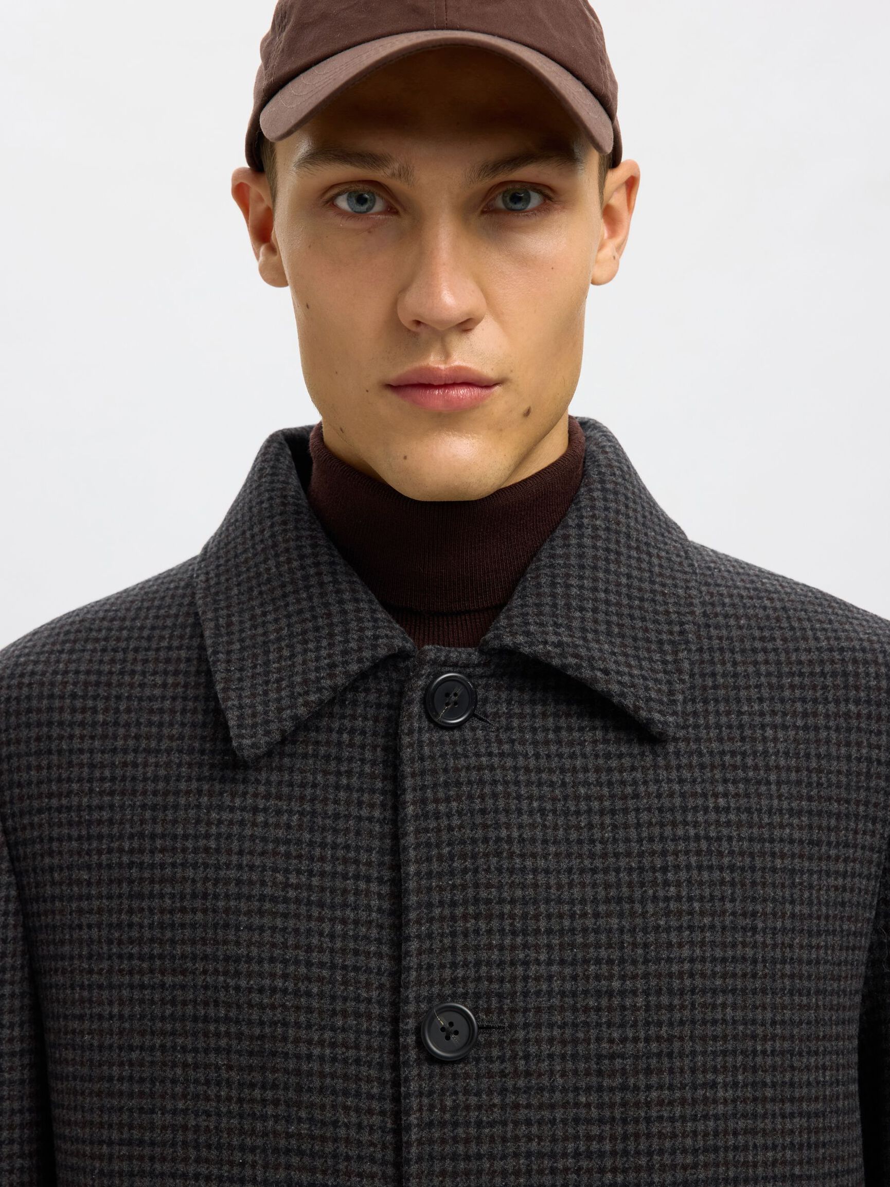 Archive Wool Blend Coat - Dark Grey & Navy/Brown Hounds